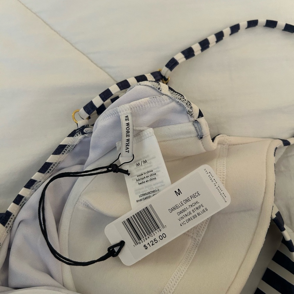 WeWoreWhat Striped One-Piece Swimsuit - Navy and White